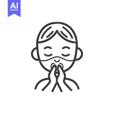 Aset desain premium: Line art illustration of a person covering their mouth with their hand