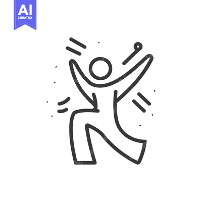 Aset premium populer: Line Art Illustration of a Person Dancing with Excitement