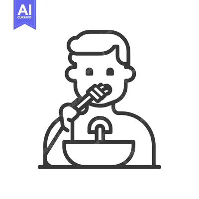 Aset premium populer: Line art illustration of a person eating noodles with chopsticks