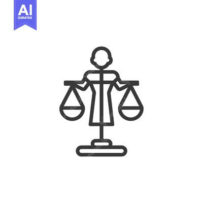 Aset desain premium: Line art illustration of a person holding a balance scale