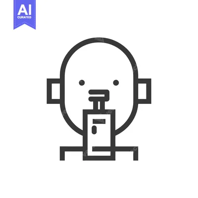 Aset desain premium: Line art illustration of a person holding a bottle of liquid
