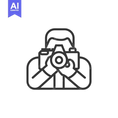Aset premium populer: Line Art Illustration of a Person Holding a Camera