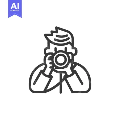 Premium design asset: Line Art Illustration of a Person Holding a Camera