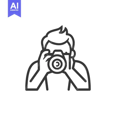 Premium design asset: Line Art Illustration of a Person Holding a Camera