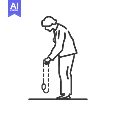 Premium design asset: Line Art Illustration of a Person Holding a Chain