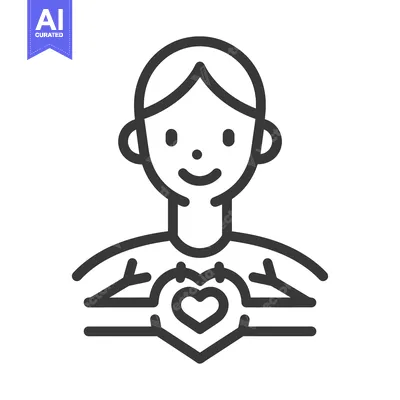 Premium design asset: Line Art Illustration of a Person Holding a Heart