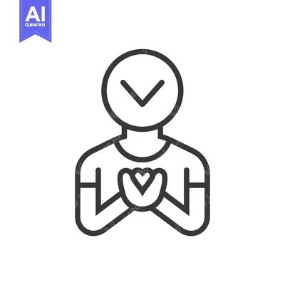 Aset desain premium: Line Art Illustration of a Person Holding a Heart in Their Hands with