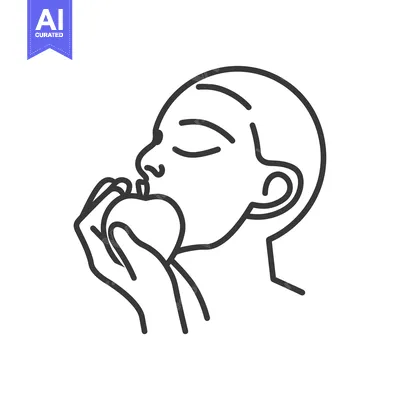 Aset premium populer: Line Art Illustration of a Person Holding an Apple