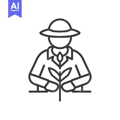 Aset premium populer: Line art illustration of a person holding a plant