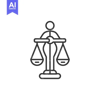 Aset desain premium: Line Art Illustration of a Person Holding Scales