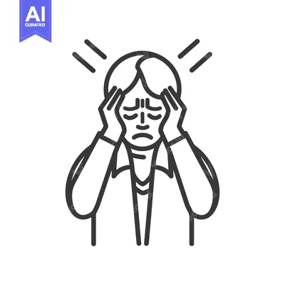 Aset premium populer: Line Art Illustration of a Person Holding Their Head in Pain