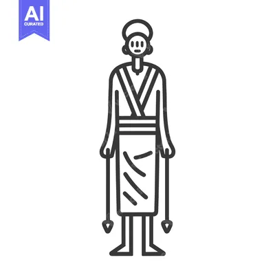 Premium design asset: Line art illustration of a person holding two staffs