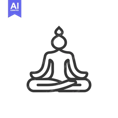 Line art illustration of a person in a lotus position