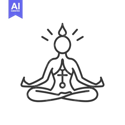 Aset premium populer: Line Art Illustration of a Person in a Meditation Pose with a Cross an