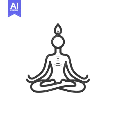 Aset desain premium: Line Art Illustration of a Person in a Meditation Pose with a Drop Abo