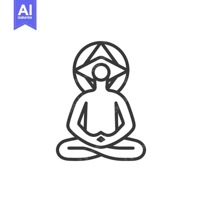 Line Art Illustration of a Person in a Meditation Pose with a Geometri