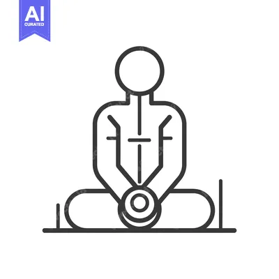 Aset desain premium: Line Art Illustration of a Person in a Sitting Position Holding a Weig
