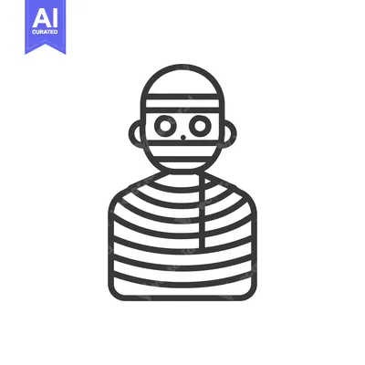 Premium design asset: Line Art Illustration of a Person in a Striped Prison Uniform