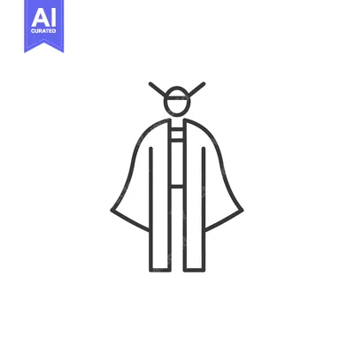Premium design asset: Line Art Illustration of a Person in a Traditional Japanese Kimono