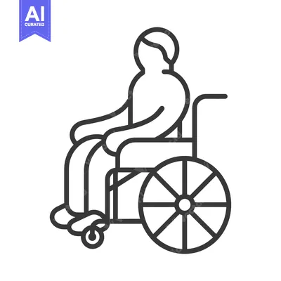 Aset desain premium: Line Art Illustration of a Person in a Wheelchair