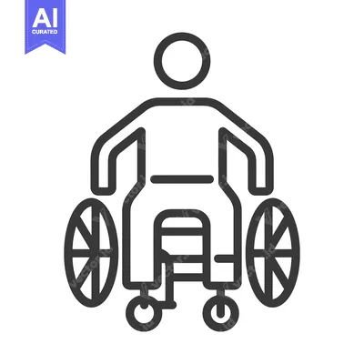 Aset desain premium: Line Art Illustration of a Person in a Wheelchair