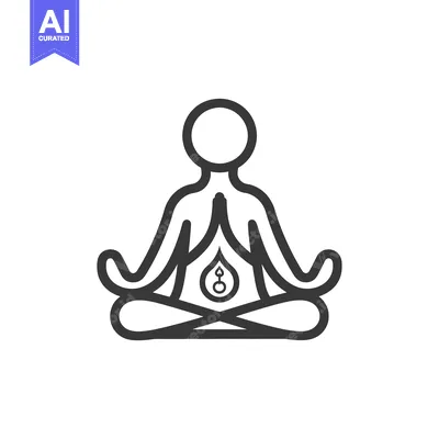 Premium design asset: Line Art Illustration of a Person in a Yoga Pose with a Flame in Their