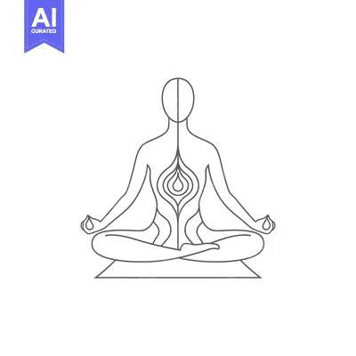 Aset premium populer: Line Art Illustration of a Person in a Yoga Pose with a Flower-like De