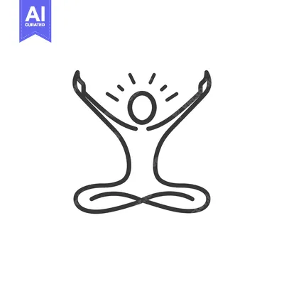Premium design asset: Line Art Illustration of a Person in a Yoga Pose with a Halo