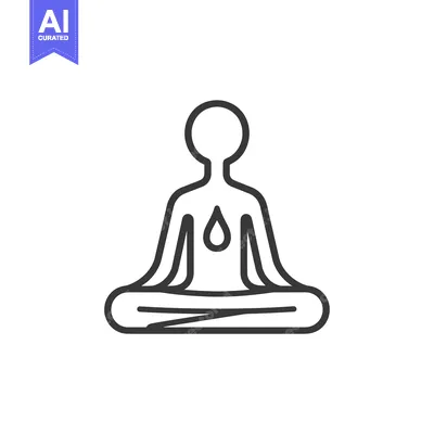 Aset desain premium: Line Art Illustration of a Person in a Yoga Pose with a Water Drop in