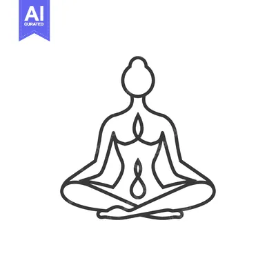 Line Art Illustration of a Person in a Yoga Pose with Chakras