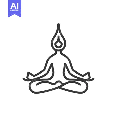 Popular premium asset: Line Art Illustration of a Person in Lotus Pose with a Flame Above the