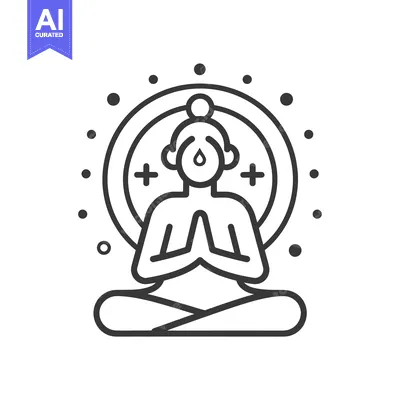 Popular premium asset: Line Art Illustration of a Person in Meditation with a Circle and Plus