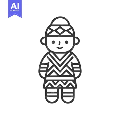 Popular premium asset: Line art illustration of a person in traditional clothing
