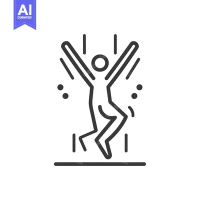 Aset desain premium: Line Art Illustration of a Person Jumping for Joy