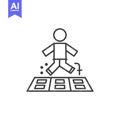 Aset desain premium: Line Art Illustration of a Person Jumping on a Trampoline