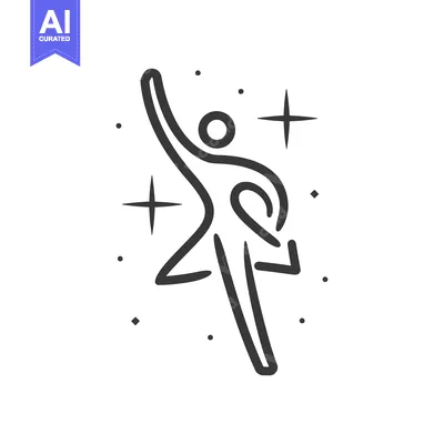Aset desain premium: Line Art Illustration of a Person Jumping with Stars Around Them