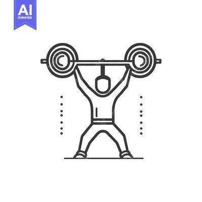Aset desain premium: Line Art Illustration of a Person Lifting a Weight