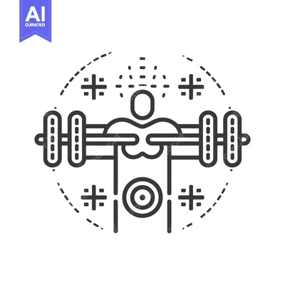 Aset desain premium: Line art illustration of a person lifting weights