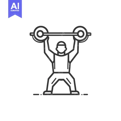 Line Art Illustration of a Person Lifting Weights