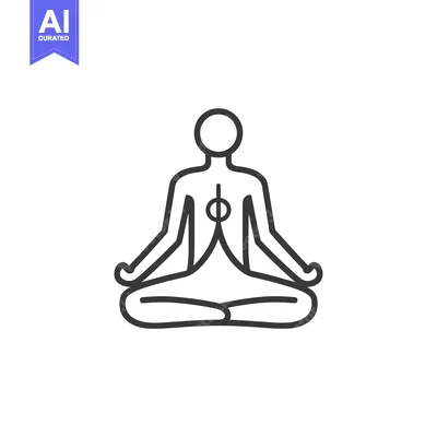 Premium design asset: Line art illustration of a person meditating in lotus pose