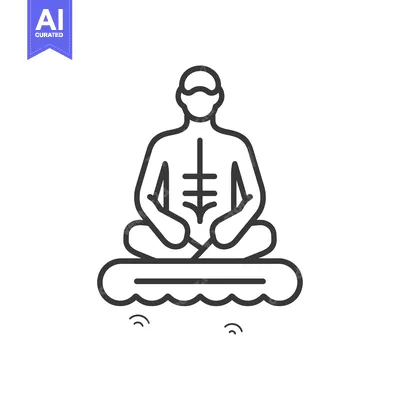 Premium design asset: Line art illustration of a person meditating on a cloud