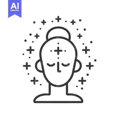 Line art illustration of a person meditating with a third eye open