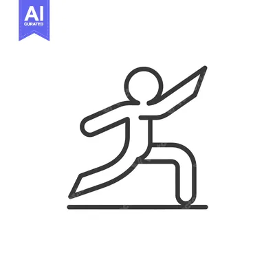 Aset desain premium: Line Art Illustration of a Person Performing a Karate Pose