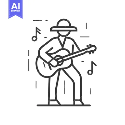 Popular premium asset: Line Art Illustration of a Person Playing Guitar
