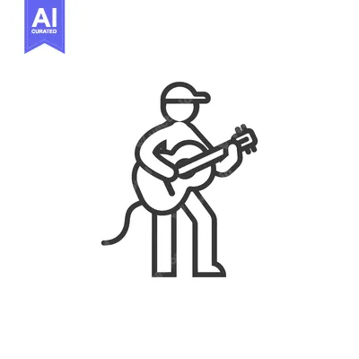 Aset premium populer: Line Art Illustration of a Person Playing Guitar