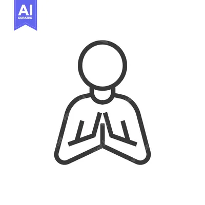 Aset premium populer: Line Art Illustration of a Person Praying with Hands Clasped