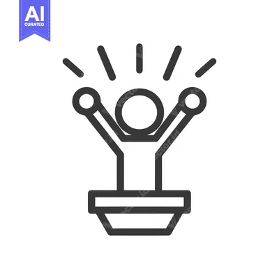 Popular premium asset: Line art illustration of a person raising their hands in the air