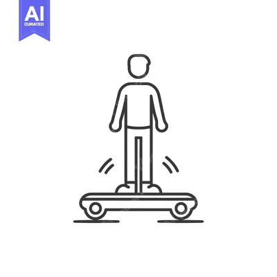 Premium design asset: Line art illustration of a person riding a hoverboard
