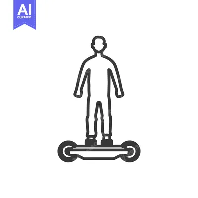 Aset premium populer: Line Art Illustration of a Person Riding a Hoverboard