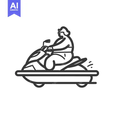 Aset desain premium: Line Art Illustration of a Person Riding a Jet Ski